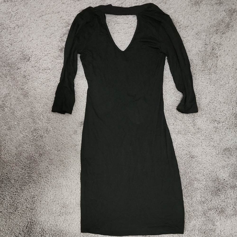 HeartSoul Black Bodycon Dress with 3/4th Sleeves | Size XS